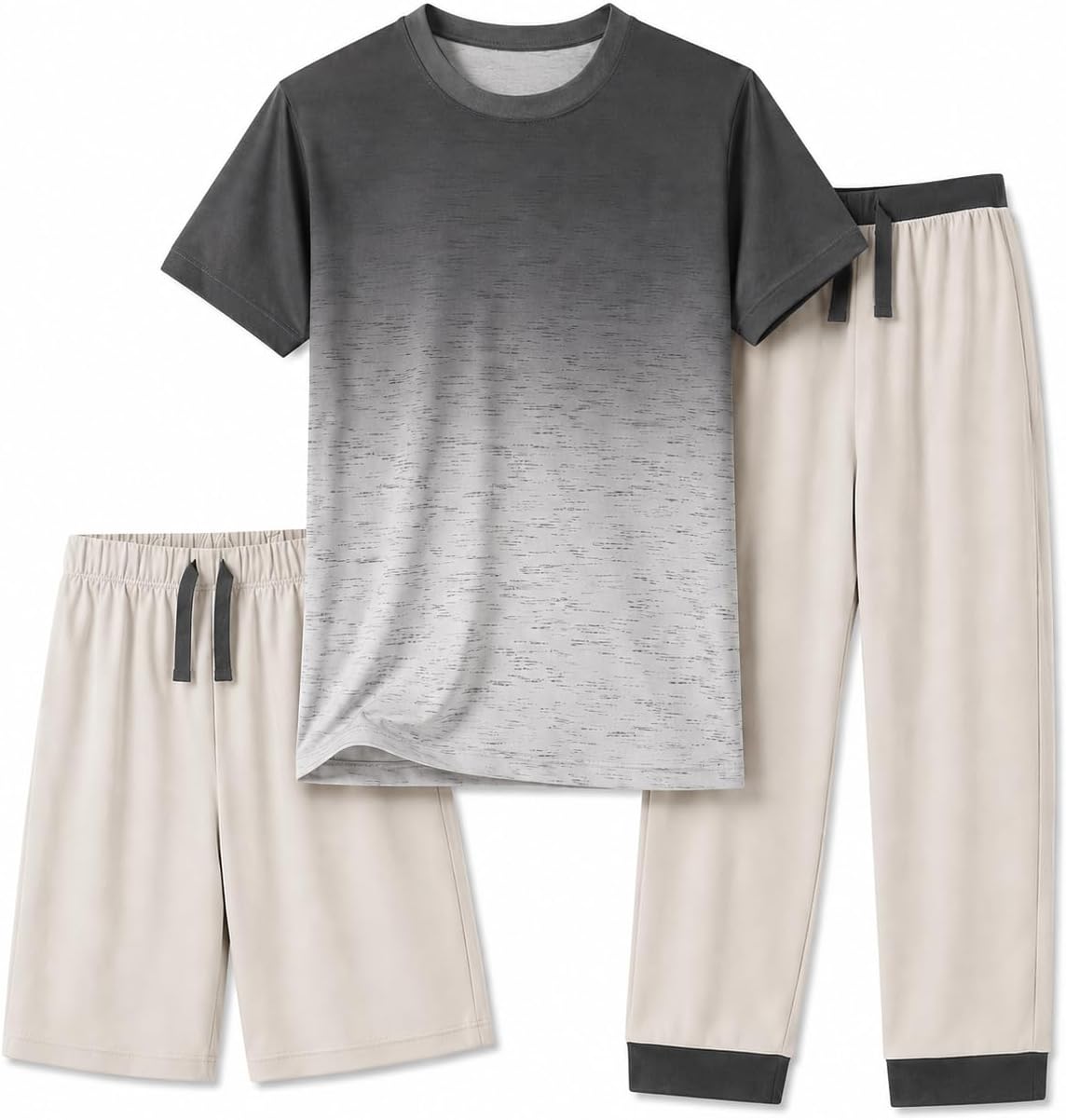 US Angels Boys Pajamas Set | 3-Piece Pant, Shirt, Shorts Sleepwear Pjs for Kids | Loose Fit, Soft, Breathable Blue Plaid