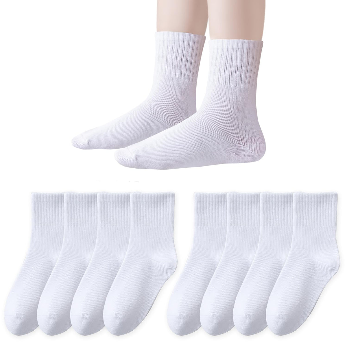 EPEIUS Kids Crew Socks Seamless Cotton Dress Socks for Boys Girls 1-15Y