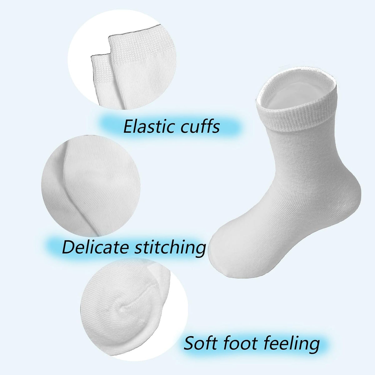 Boys Dress Socks 3 Pairs Kids Boys Girls Crew Cotton Uniform Socks