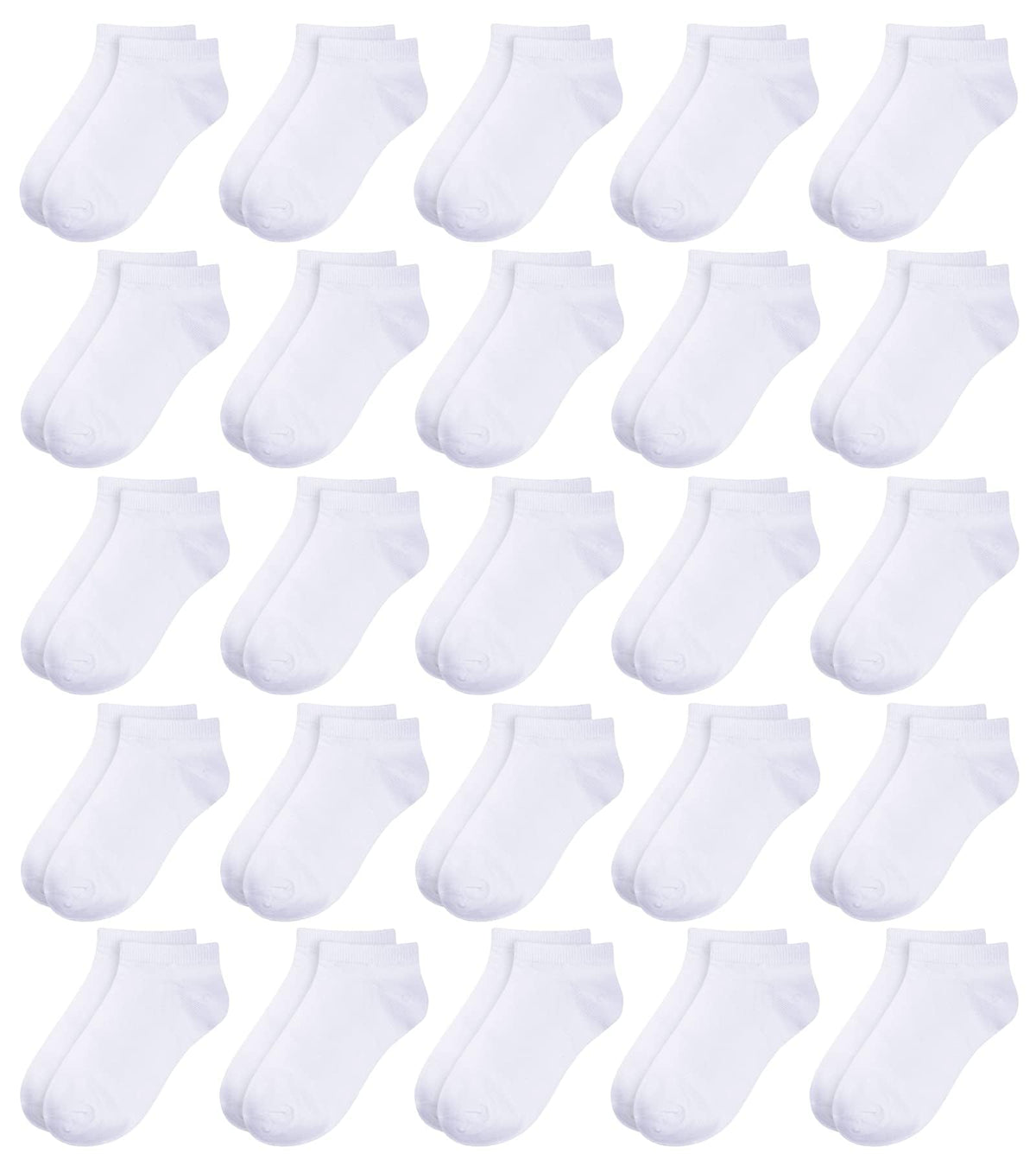BOOPH 25Pack Kids Low Cut Ankle Socks Boys Girls Half Cushion Athletic Sock