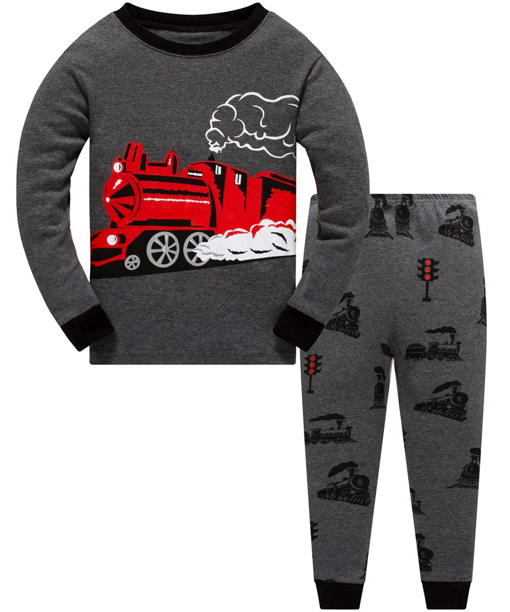 Popshion Little Boys Pajamas Sets Glow in Dark Dinosaur 100% Cotton 2 Piece Toddler Clothes Kids Pjs Sleepwear Size 2-10T