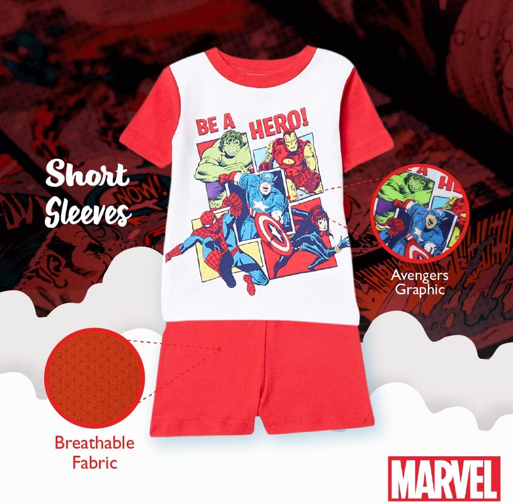 Marvel Boys' 6-piece Snug-fit Cotton Pajama Set, Soft & Cute for Kids, Comfortable Nightwear