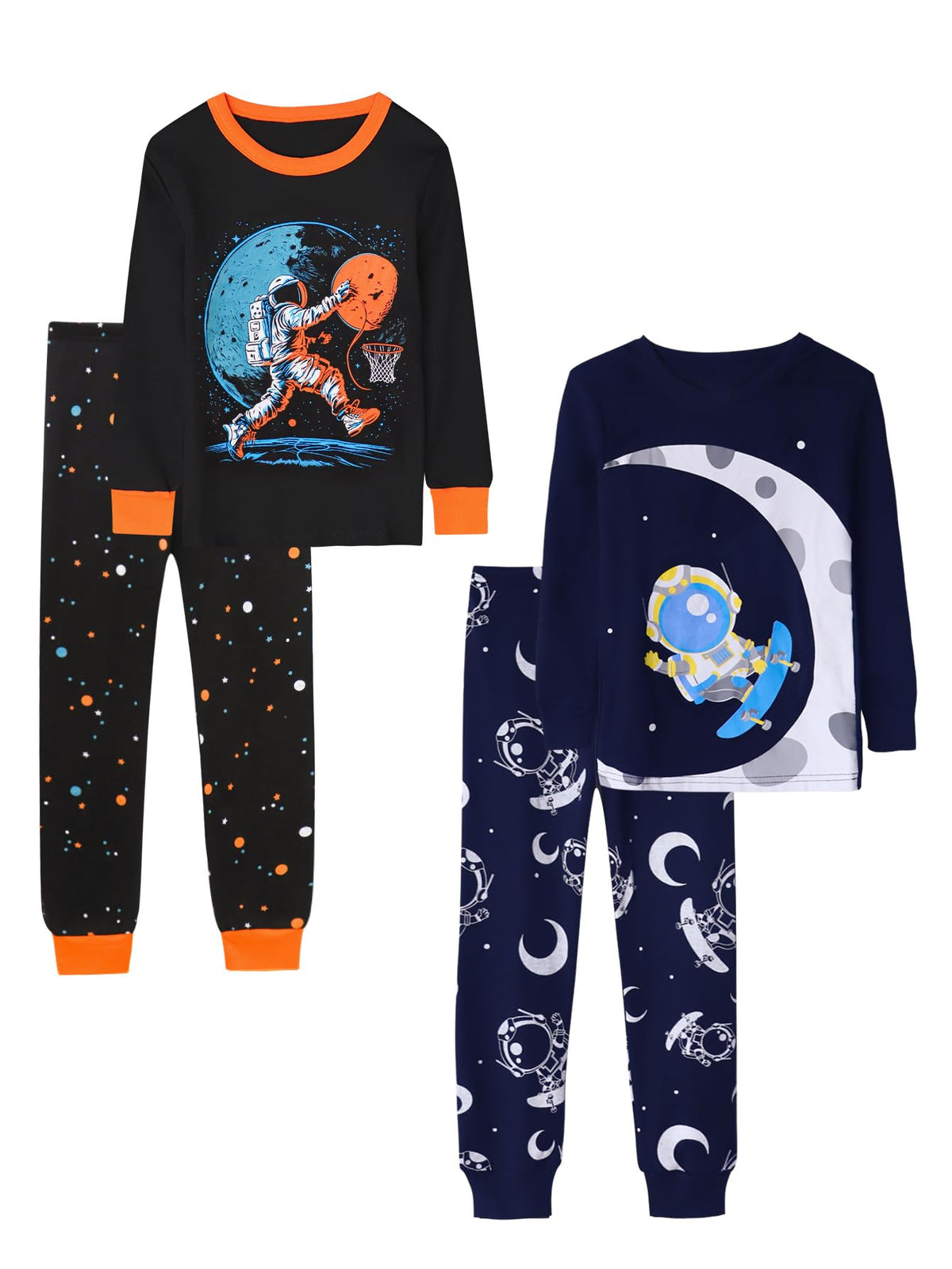 Boys 4-Piece Pajamas Cotton Christmas Halloween Pjs Set Kids Sleepwear