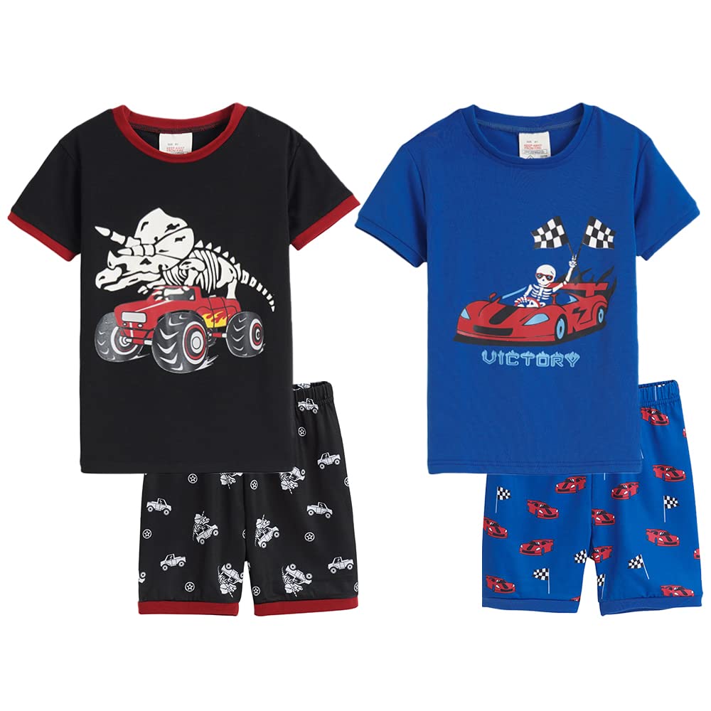 MyFav Boys Pajamas Sets Glow in Dark Summer Short Sleeve Sleepwear Skull Kids Pjs