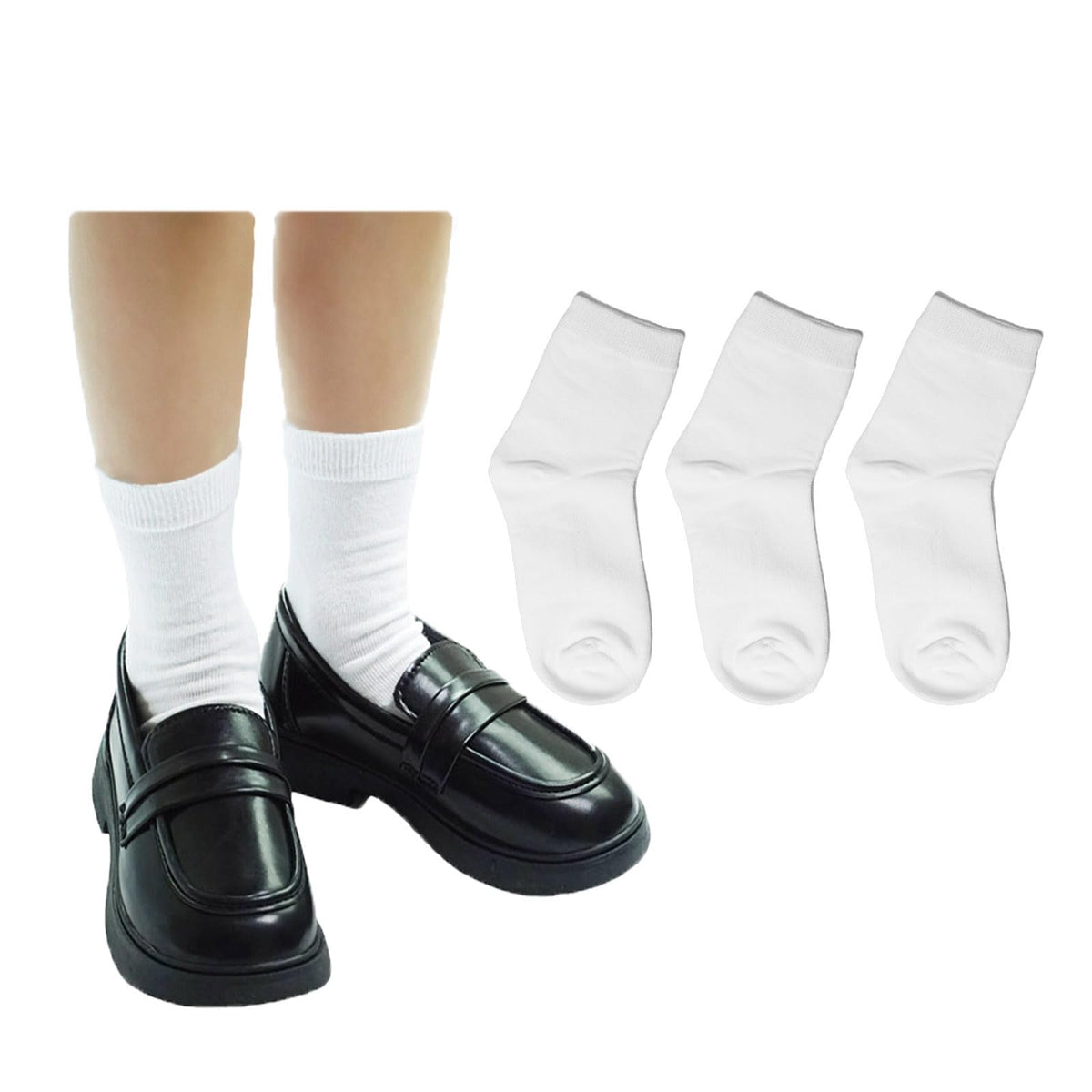 Boys Dress Socks 3 Pairs Kids Boys Girls Crew Cotton Uniform Socks