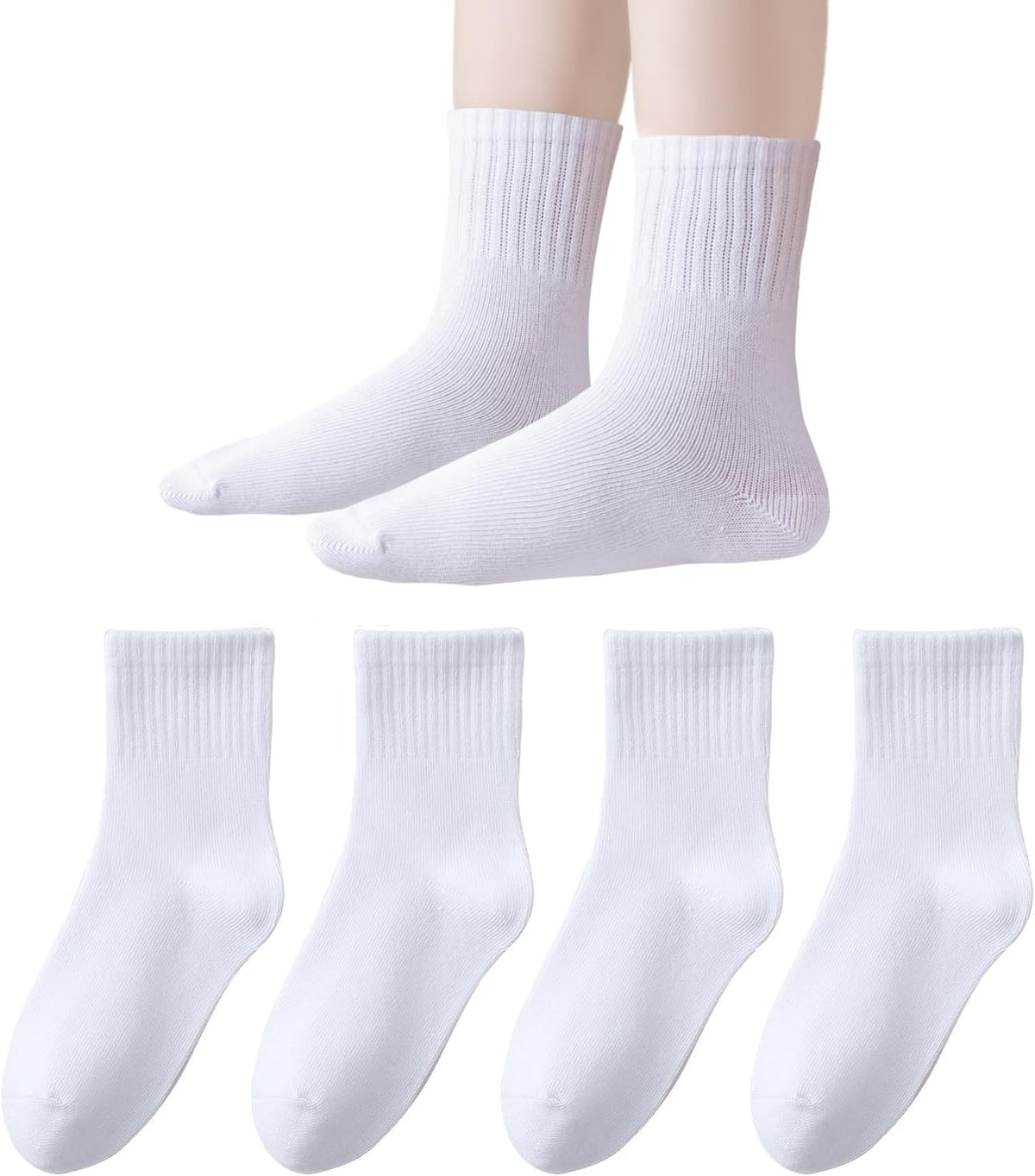 EPEIUS Kids Crew Socks Seamless Cotton Dress Socks for Boys Girls 1-15Y