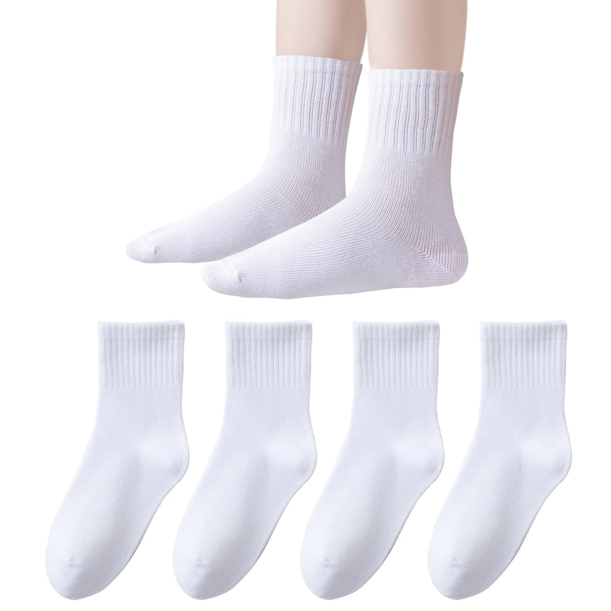 EPEIUS Kids Crew Socks Seamless Cotton Dress Socks for Boys Girls 1-15Y