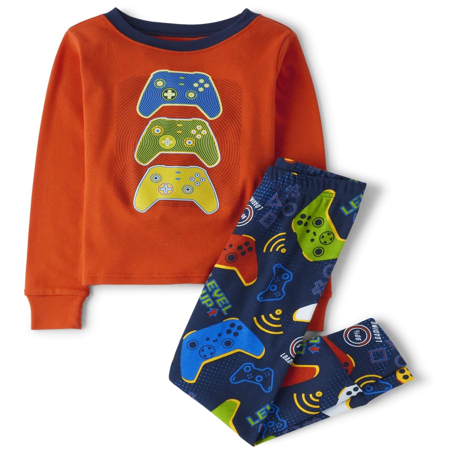 The Children's Place Boys' 100% Cotton Long Sleeve Top and Pants,2 Piece Pajama Set