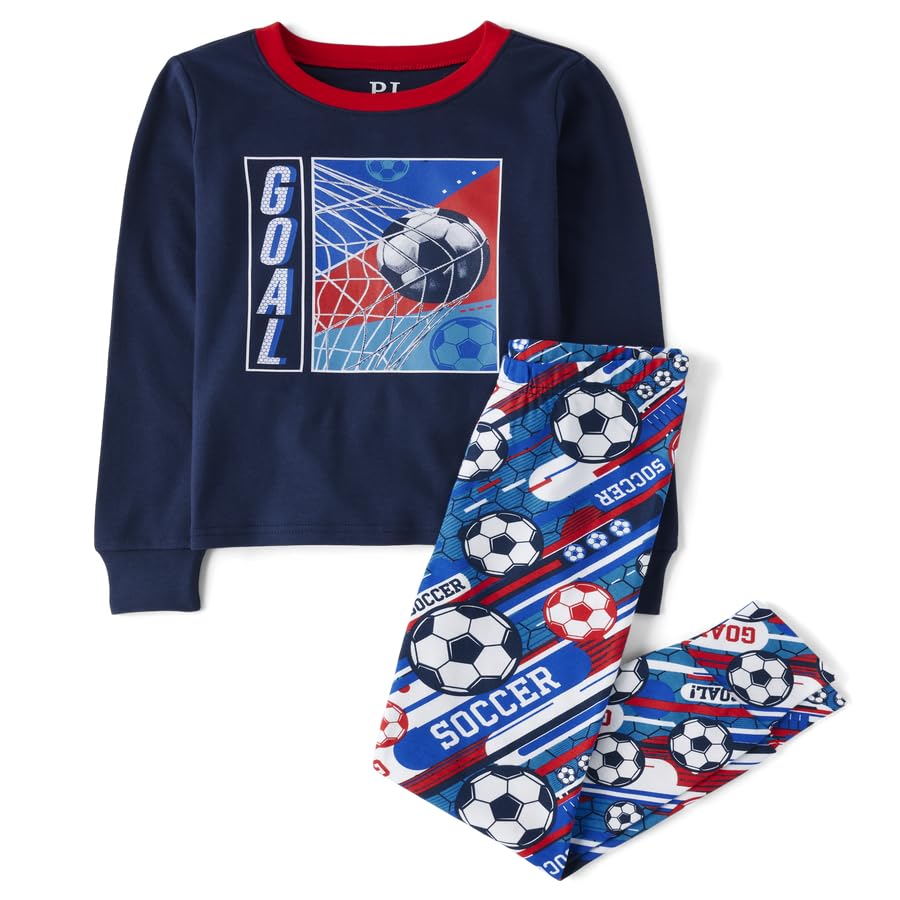 The Children's Place Boys' 100% Cotton Long Sleeve Top and Pants,2 Piece Pajama Set