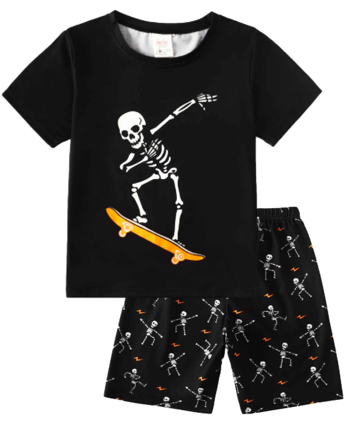 MyFav Boys Pajamas Sets Glow in Dark Summer Short Sleeve Sleepwear Skull Kids Pjs