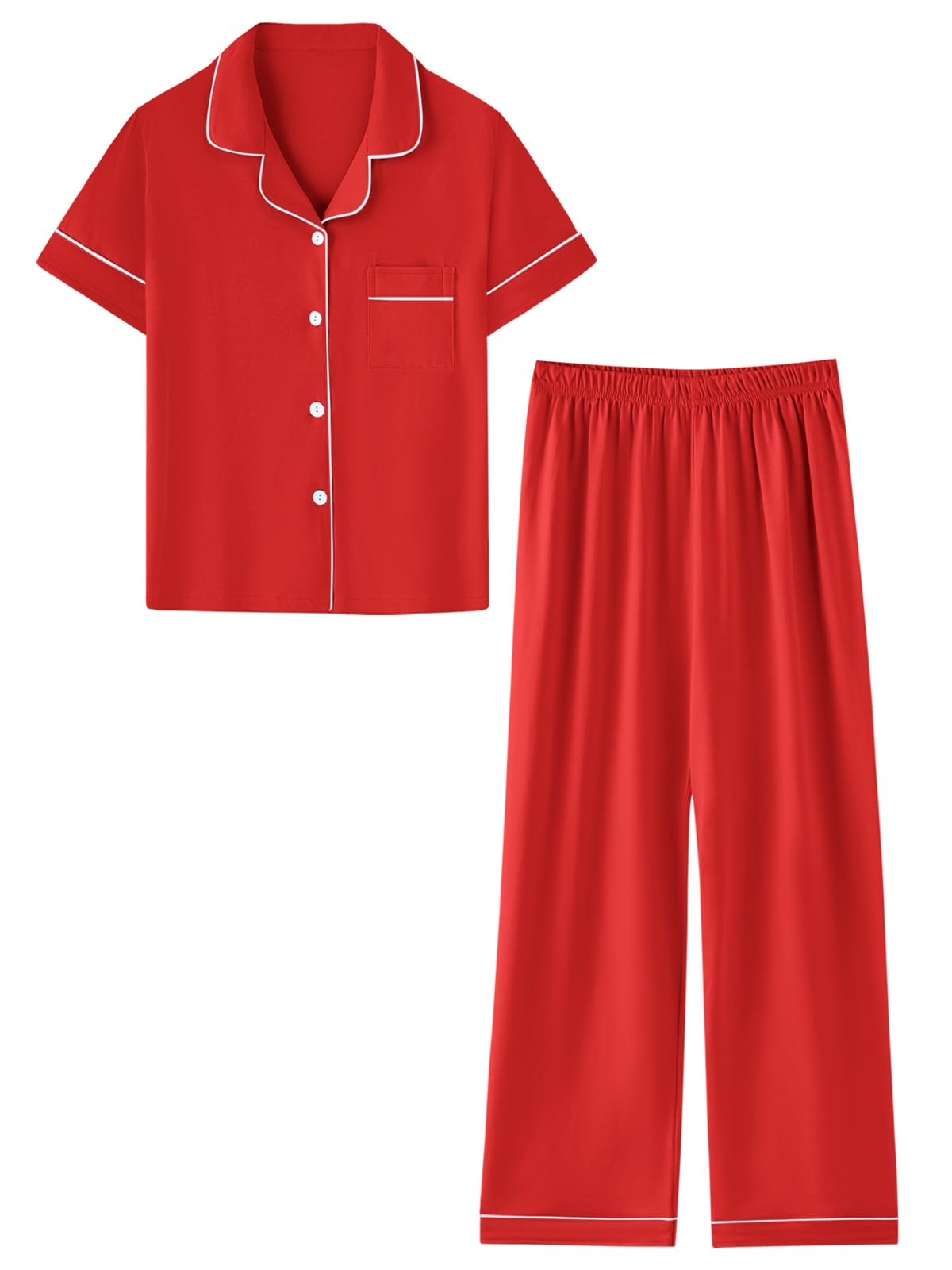 Umeyda Boys 100% Cotton Pajamas Short Sleeve and Long Pants 2-Piece PJ Set