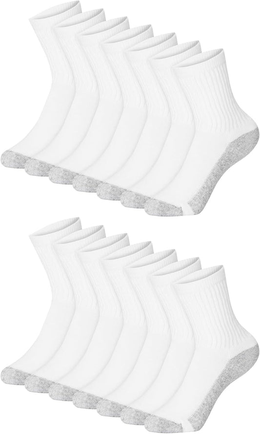 Hanes Boys' Socks Pack, Double Tough Moisture Wicking Ankle, Crew, No Show Socks, 12 & 14 Pair Packs