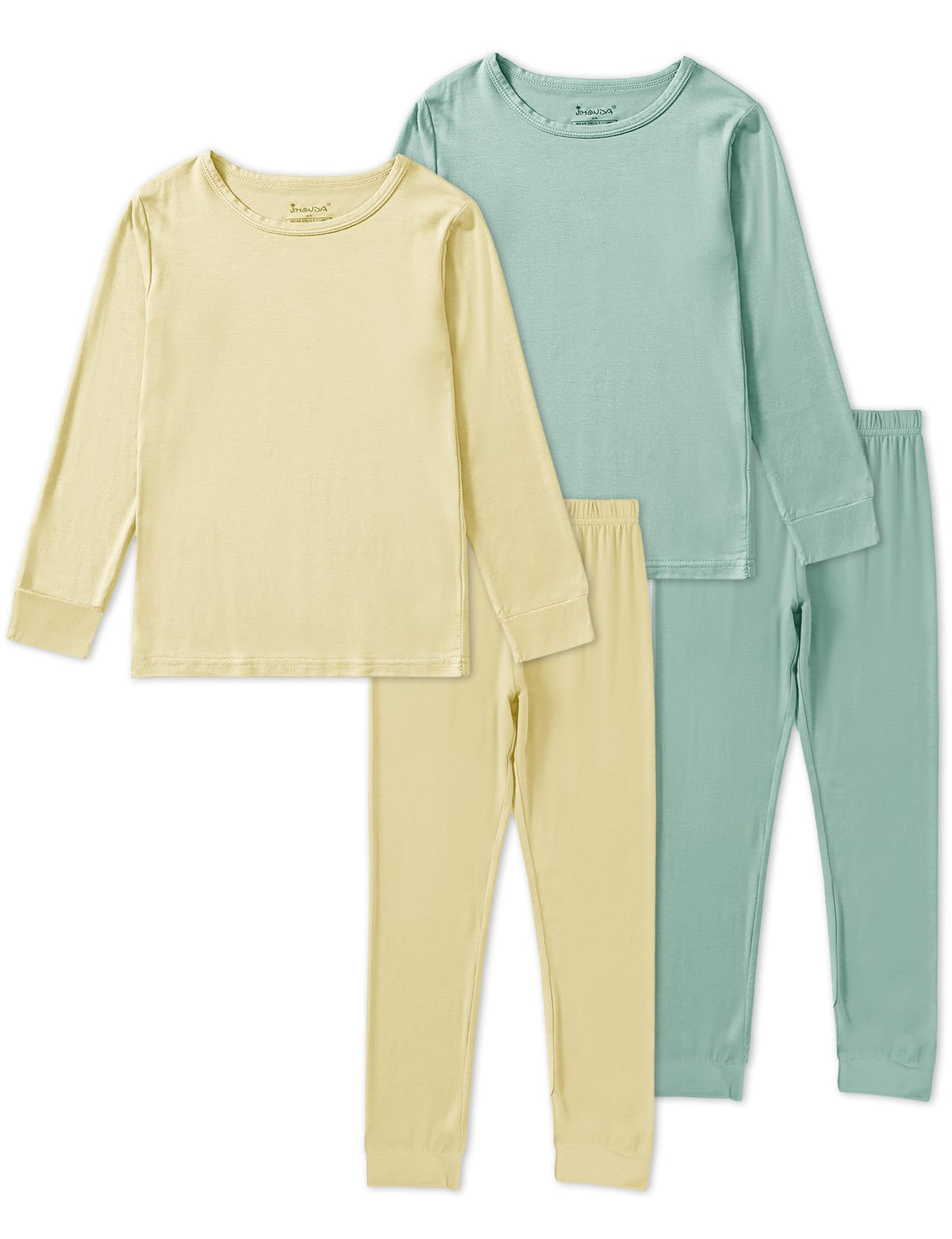 Jimonda Baby Boys Girls Pajama Sets Toddler Long Sleeve Sleepwear Sets Rayon from Bamboo Pajamas Sets 4pcs PJs 18M-8Y