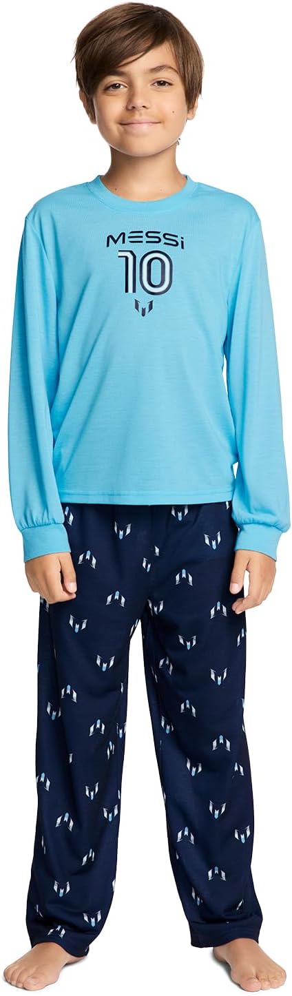 Messi Boys' Lifestyle Long Sleeve 2-piece Set, Loose-fit Top & Sweatpants