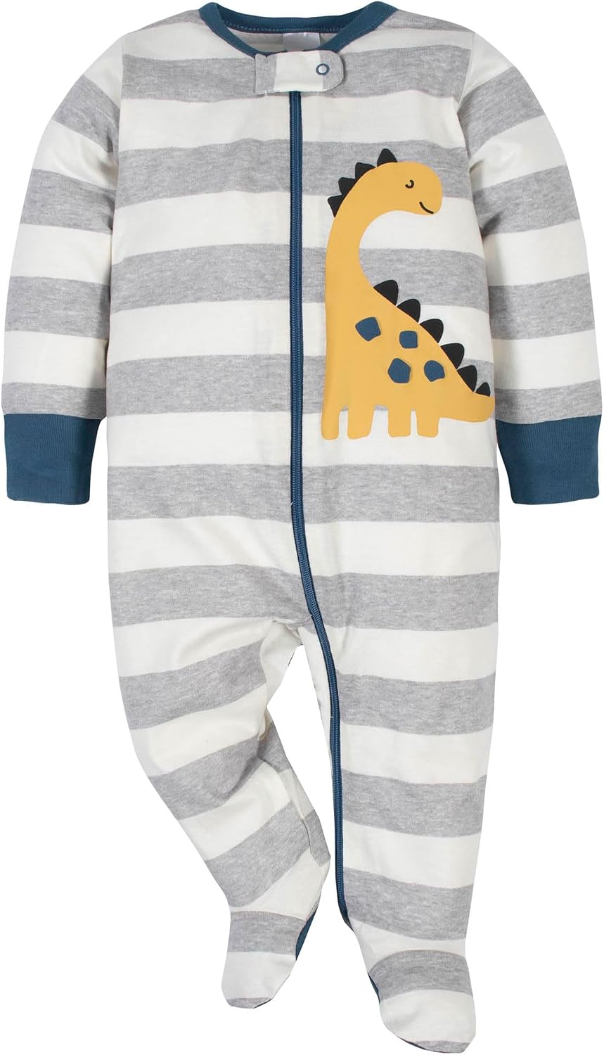 Gerber Baby Boys 4 Pack 'N Play Footie And Toddler Sleepers, Dinosaur Blue, 3-6 Months US