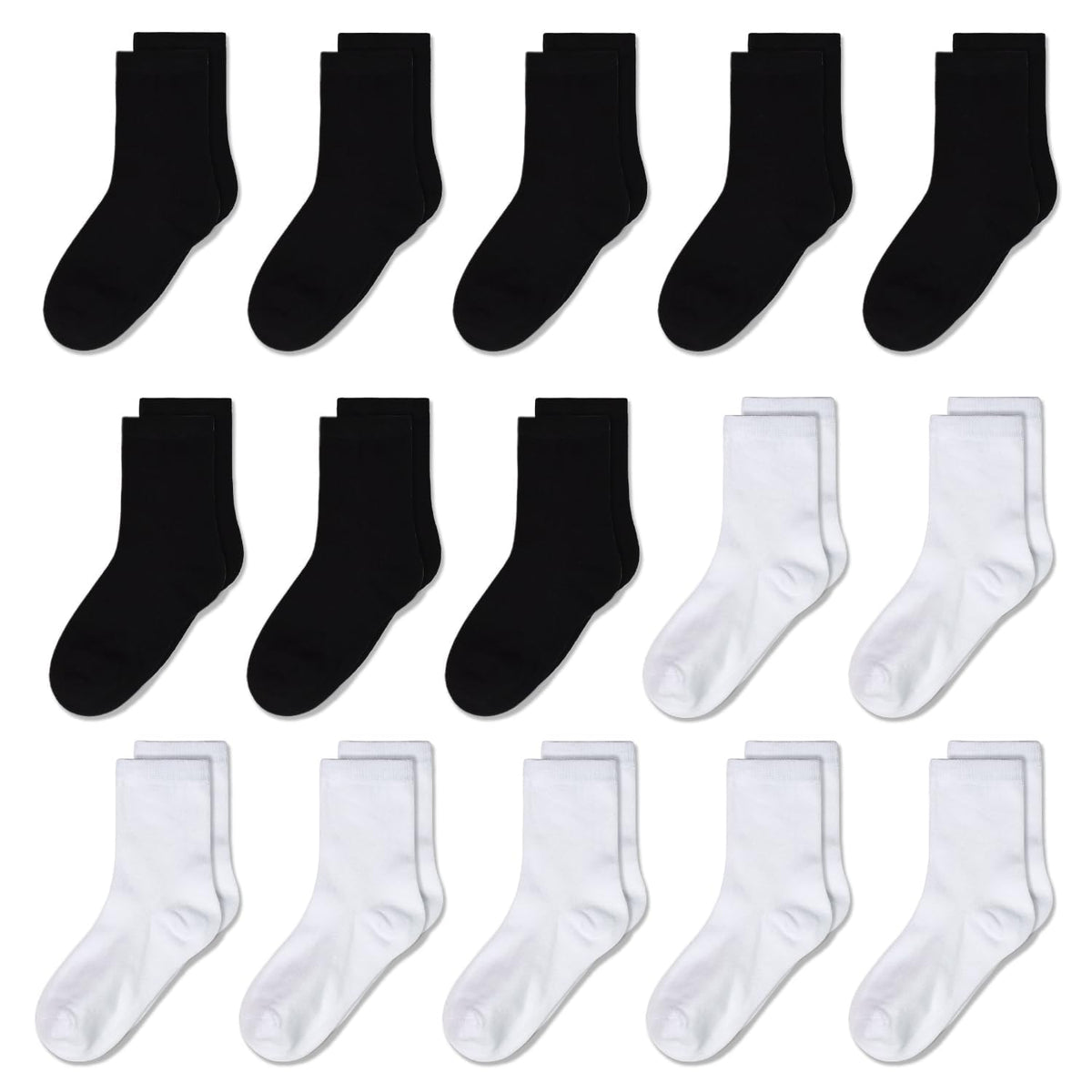 GENTABY Toddlers Kids Crew Socks 15 Pairs Boys Socks for Kids 1-14 Years