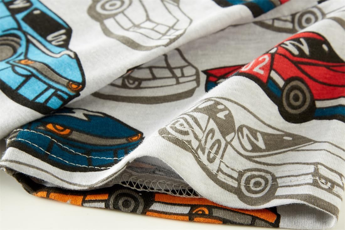 Kids Boys' Pajama Set Short Sleeve T-Shirt+Shorts Car Fire Truck Cartoon Print Little Kid 100% cotton clothing