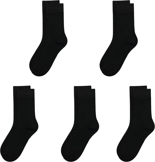 SERISIMPLE Viscose Bamboo Kids Crew Socks School Anti Odor Socks for Boys Girls Uniform Light Weight Flat Seam Socks 5 Pairs