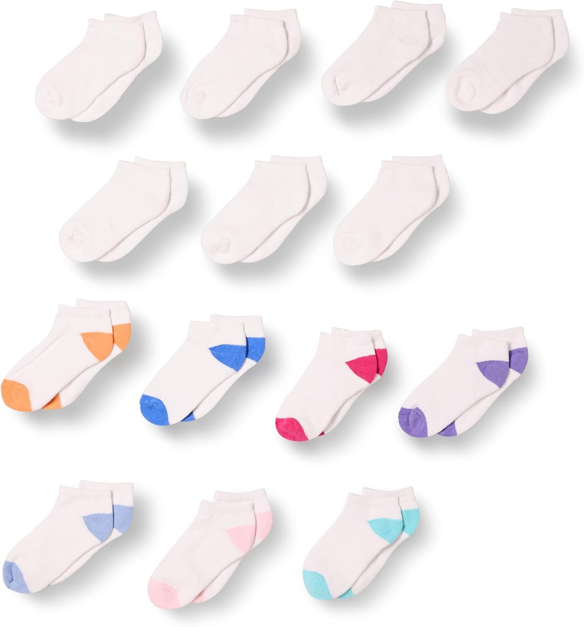 Amazon Essentials Unisex Kids and Toddlers' Cotton Low Cut Ankle Socks, 14 Pairs