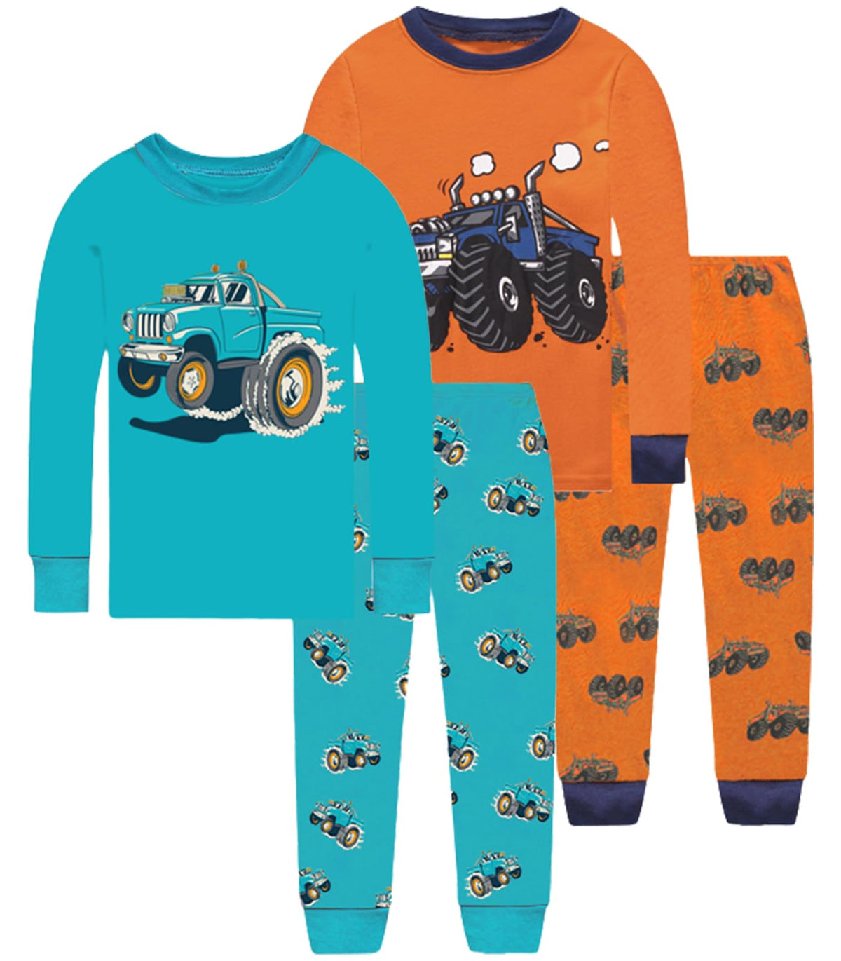Little bety Boys 4 Piece Cotton Pajamas Long Sleeve Toddlers Pjs 24M-12Year