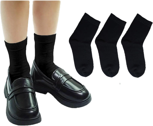 Boys Dress Socks 3 Pairs Kids Boys Girls Crew Cotton Uniform Socks