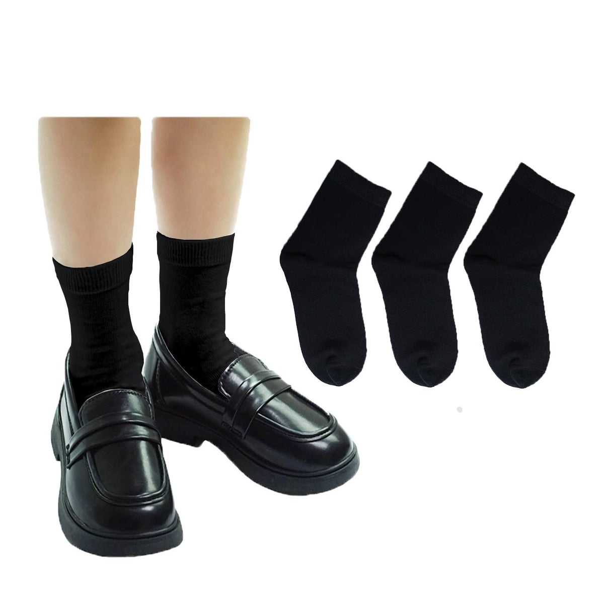 Boys Dress Socks 3 Pairs Kids Boys Girls Crew Cotton Uniform Socks
