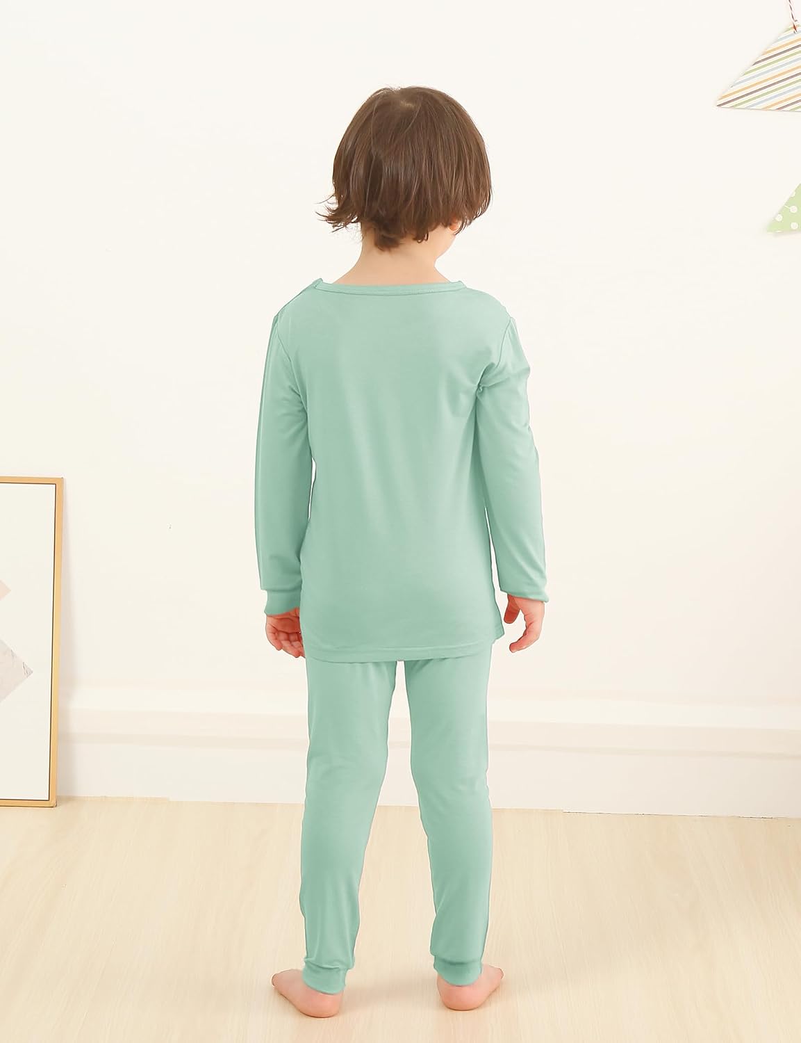 Jimonda Baby Boys Girls Pajama Sets Toddler Long Sleeve Sleepwear Sets Rayon from Bamboo Pajamas Sets 4pcs PJs 18M-8Y