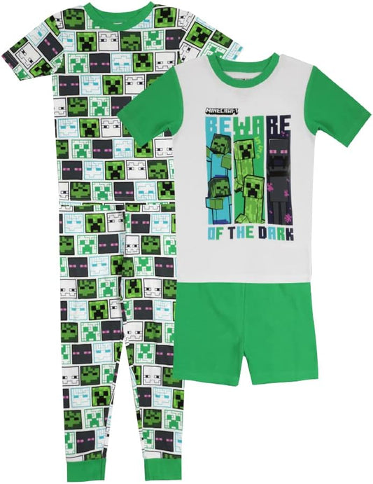 Minecraft boys 4-piece Snug-fit Cotton Pajama Set, Soft & Cute for Kids