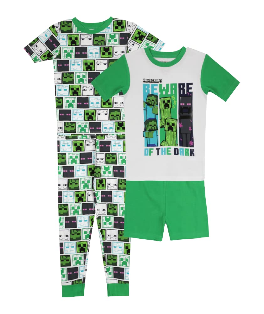 Minecraft boys 4-piece Snug-fit Cotton Pajama Set, Soft & Cute for Kids