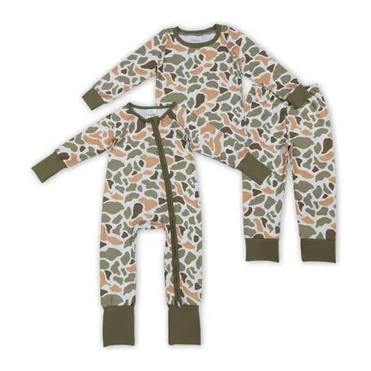Toddler Boys' 2-Piece Camouflage Sleepwear - Long Sleeve Crew Neck Pyjama Set, Soft Cotton Blend, Hunting Season Outfit, Cozy - Sizes 3-6m, 6-12m, 2t, 3t, Two-Pieces