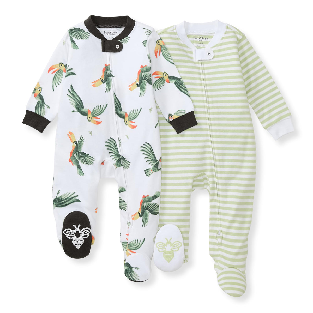 Burt's Bees Baby Boys' Organic Cotton, Sleep and Play Footed Pajamas
