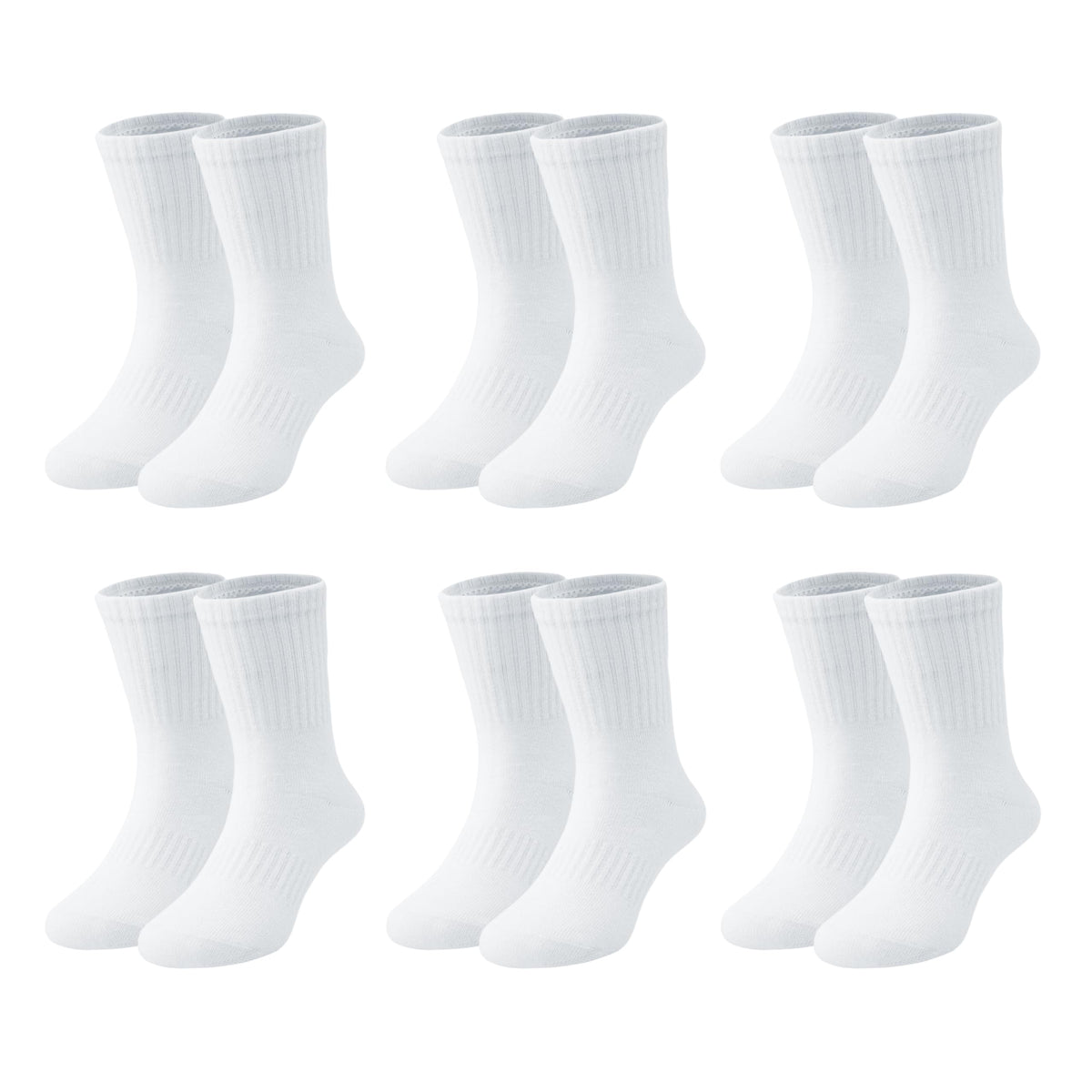 Boys Crew Socks 6 Pairs, Cotton School Socks for Kids Girls