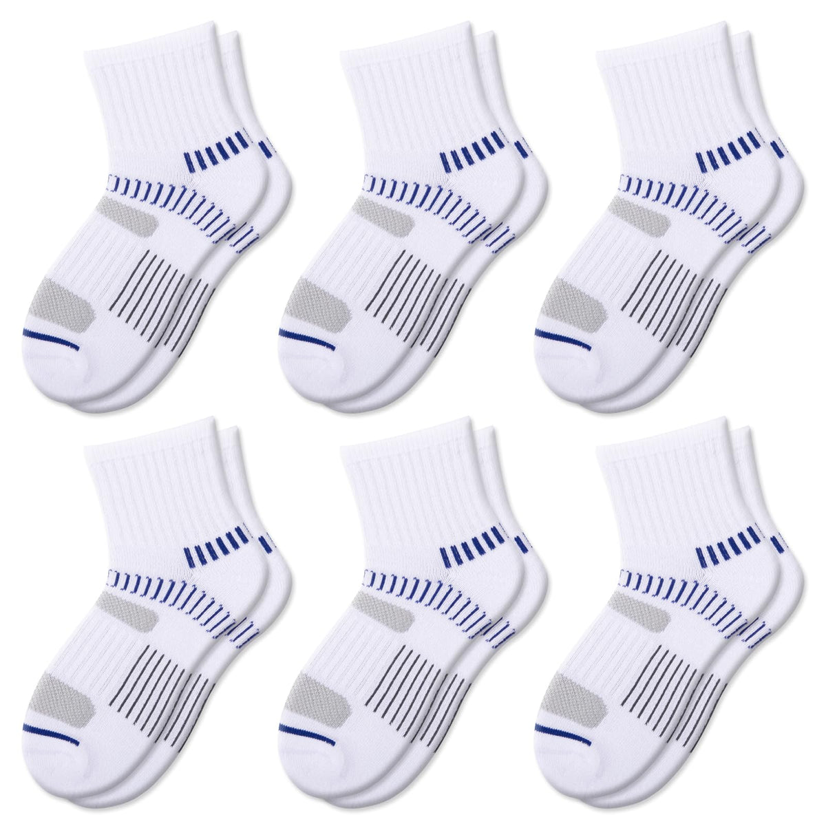 Comfoex Boys Socks Quarter Athletic Ankle Cotton Sports Socks For Kids 8-10 4-6 6-8 Years Old With Cushioned Sole 6 Pairs