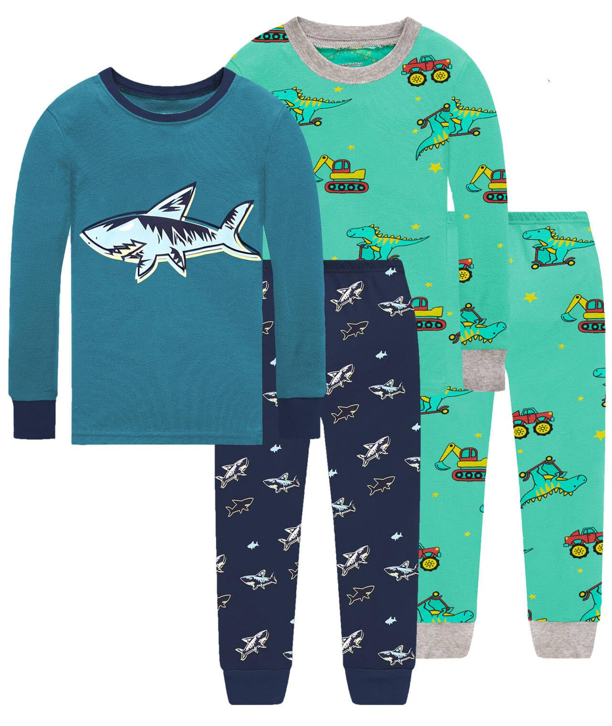 Dolphin&Fish Boy Pajamas Toddler Kids Pjs Set Cotton Soft Clothes Sleepwear