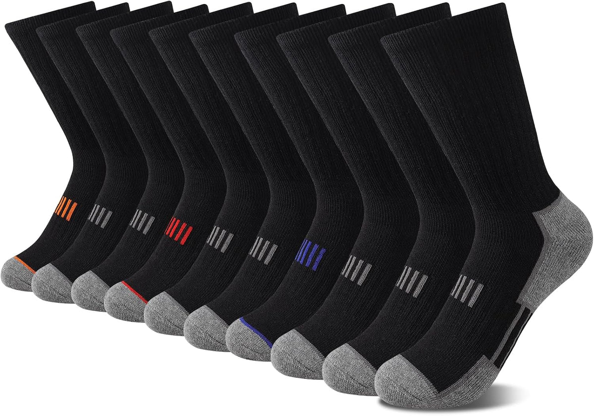 Comfoex 10 Pairs Boys Socks Crew Athletic Calf Long Socks Half Cushioned Socks For Kids 4-6 6-8 8-10 Years Old