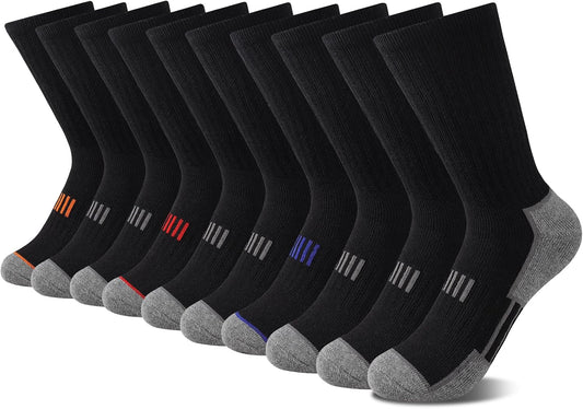 Comfoex 10 Pairs Boys Socks Crew Athletic Calf Long Socks Half Cushioned Socks For Kids 4-6 6-8 8-10 Years Old