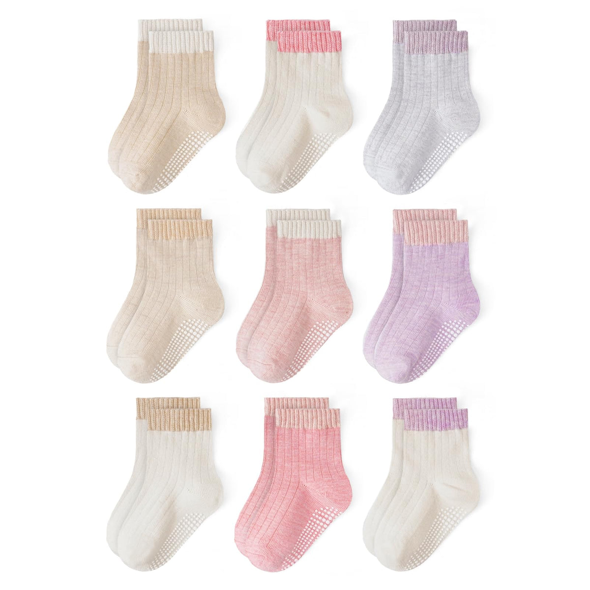 Baby Toddler Essentials Non-Slip Crew Socks for Unisex Boys Girls