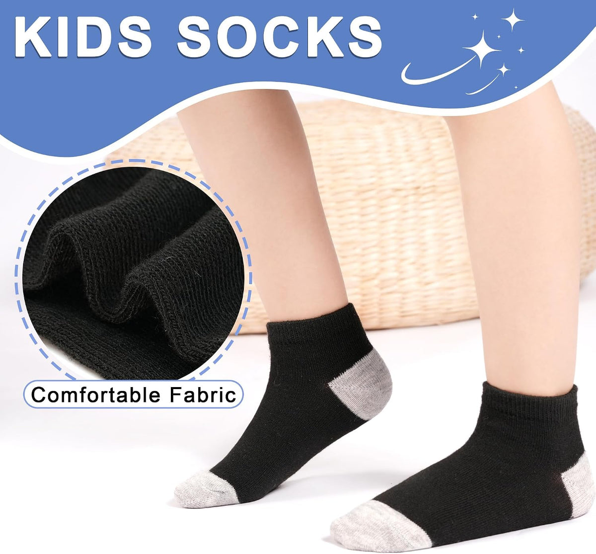 ZERULETS 25 Pairs Kids Socks Toddler Ankle Low Cut Short Socks 1-14 Years