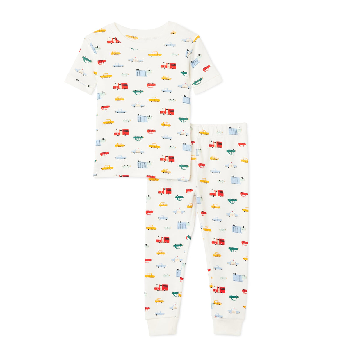 Amazon Essentials Boys' Snug-Fit Cotton Pajama Set, Short-Sleeve T-Shirt and Pants