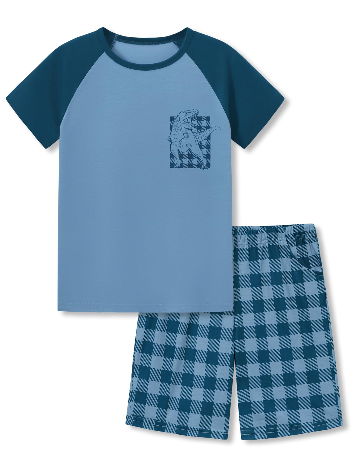Beezizac Boys Pajamas Raglan Summer Cool Short Sleeve Set Size 6-18