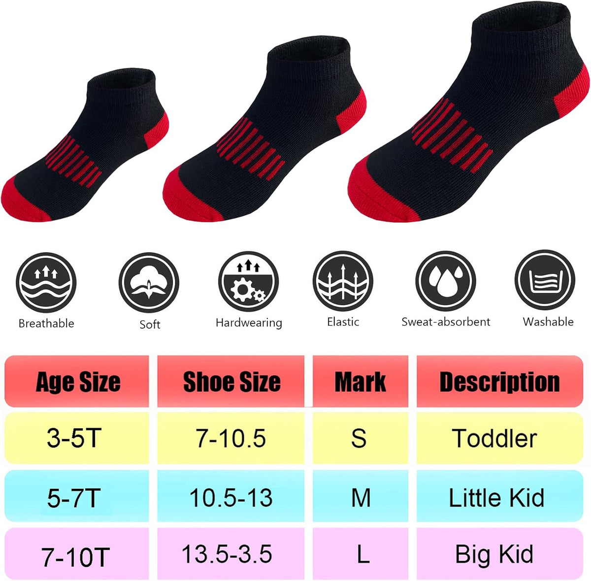 Boy Socks 12 Pairs Ankle Socks Boys Low Cut Ankle Athletic Cotton Sock For Little Big Kids