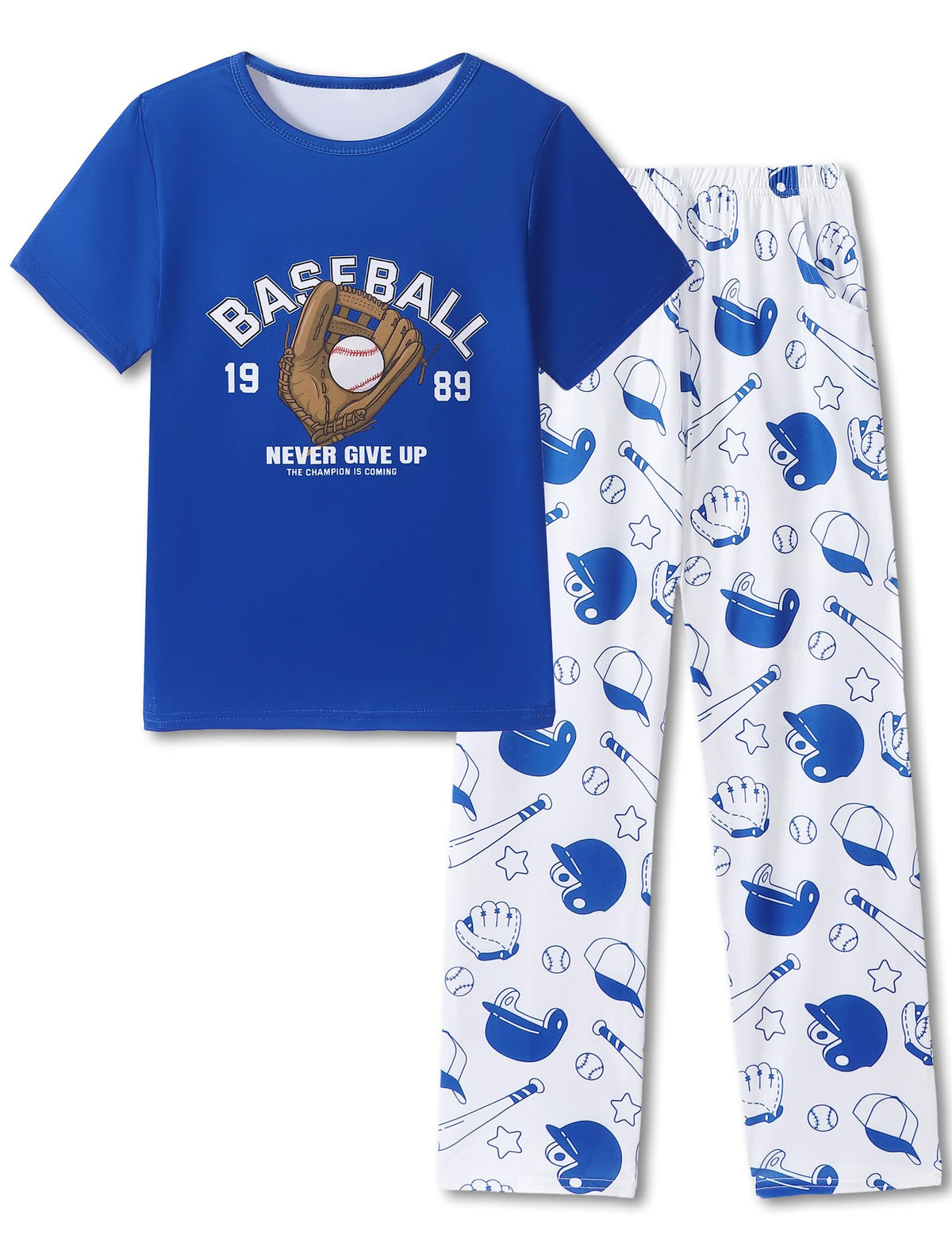 Mikrdoo Boys Pajamas 2 Piece Short Sleeve & Pants Pjs Set Soft Fun Sleepwear for Kids Size 6-16 Years