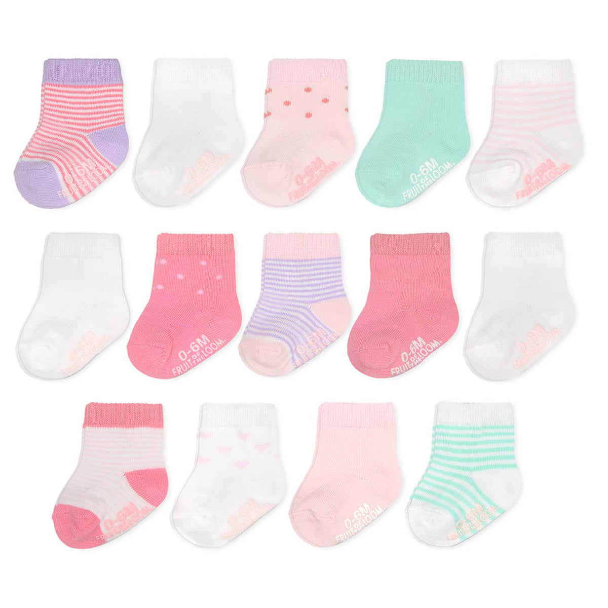 Fruit of the Loom Baby & Toddler Grow & Fit Flex Zones Cotton Stretch Socks - Unisex, Girls, Boys