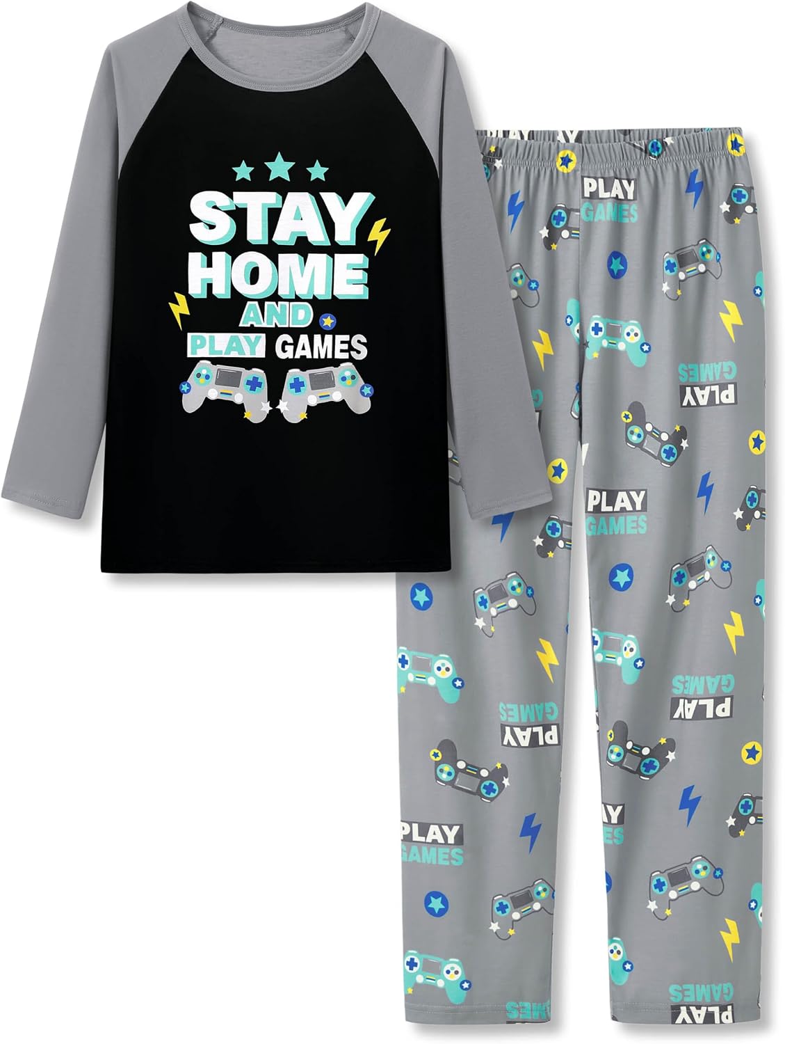 Tebbis Boys Trendy Graphic Long Sleeves & Pants Winter Pajamas Sizes 6-18