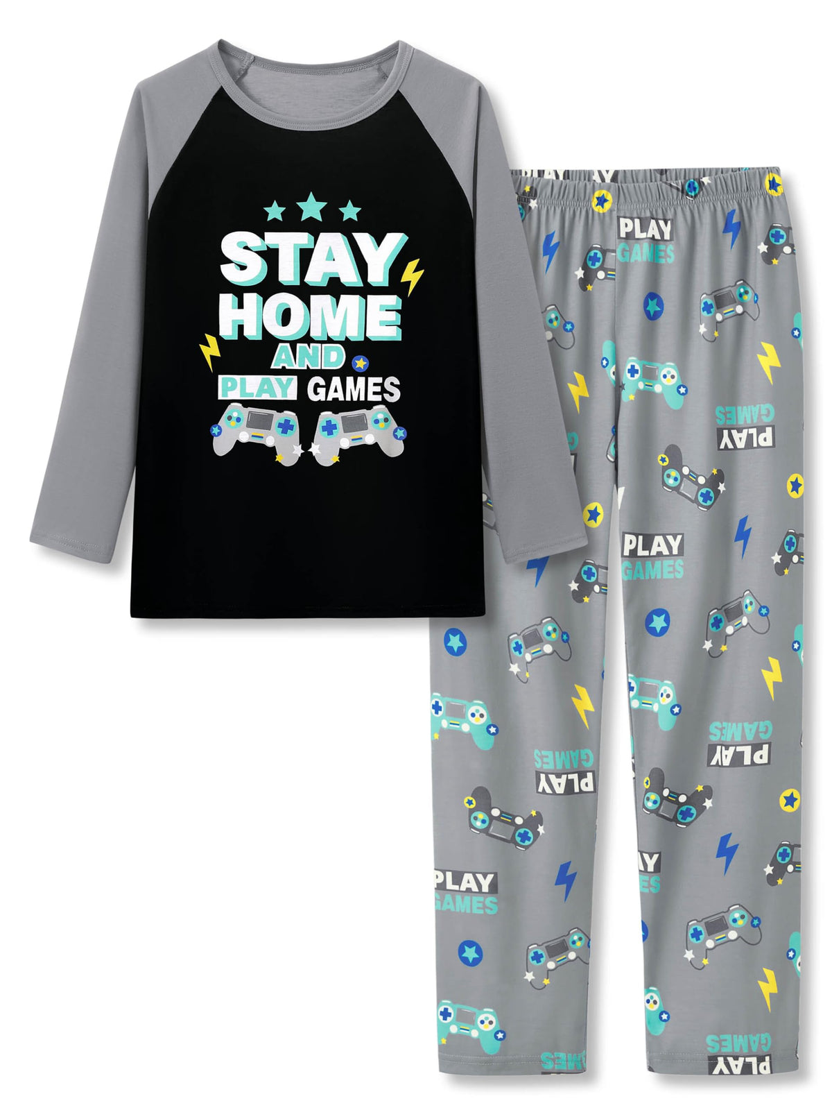 Tebbis Boys Trendy Graphic Long Sleeves & Pants Winter Pajamas Sizes 6-18