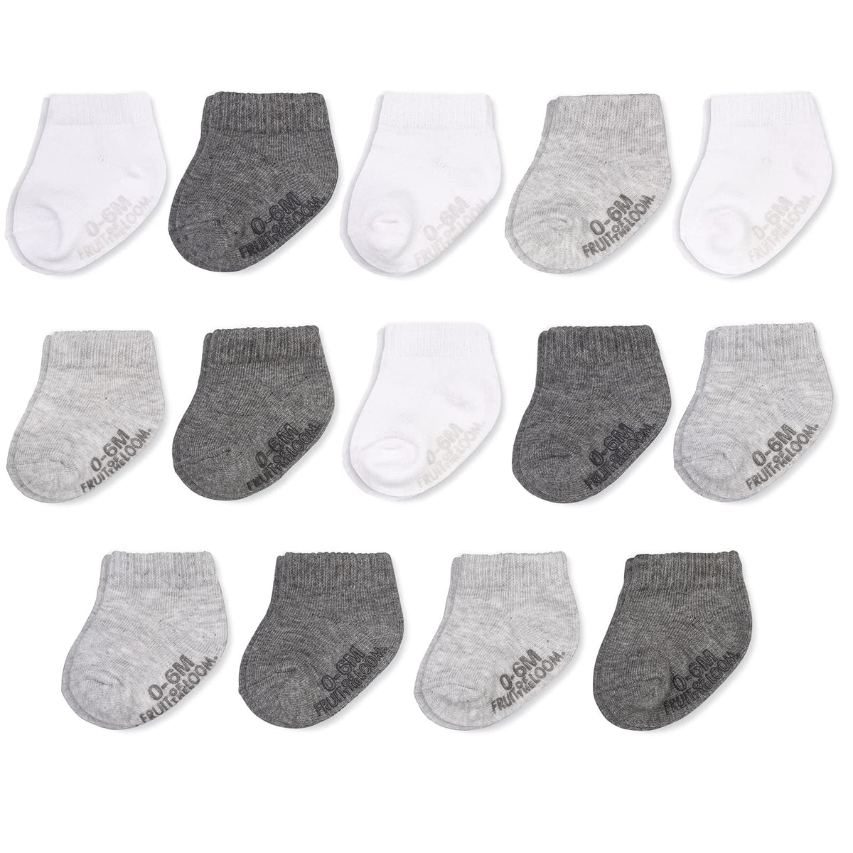 Fruit of the Loom Baby & Toddler Grow & Fit Flex Zones Cotton Stretch Socks - Unisex, Girls, Boys
