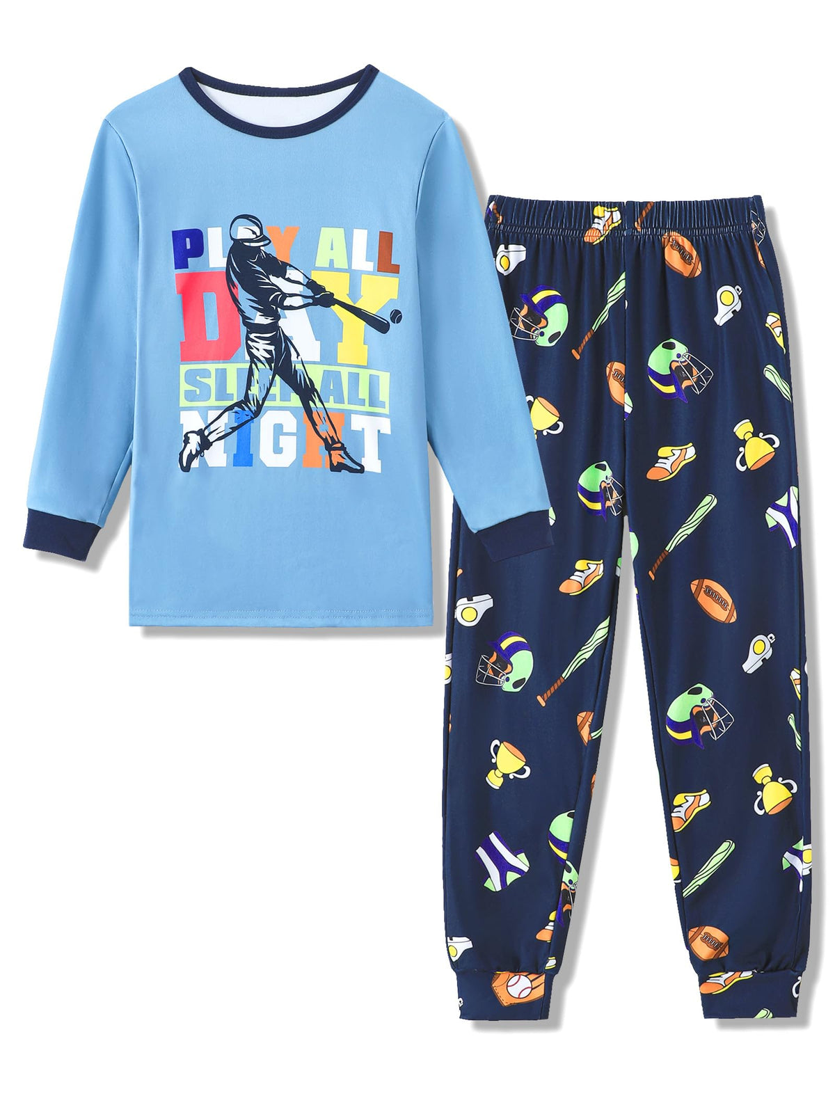 Mikrdoo Boys Pajamas 2 Piece Long Sleeve Top and Pants Set Kids 6-16Y
