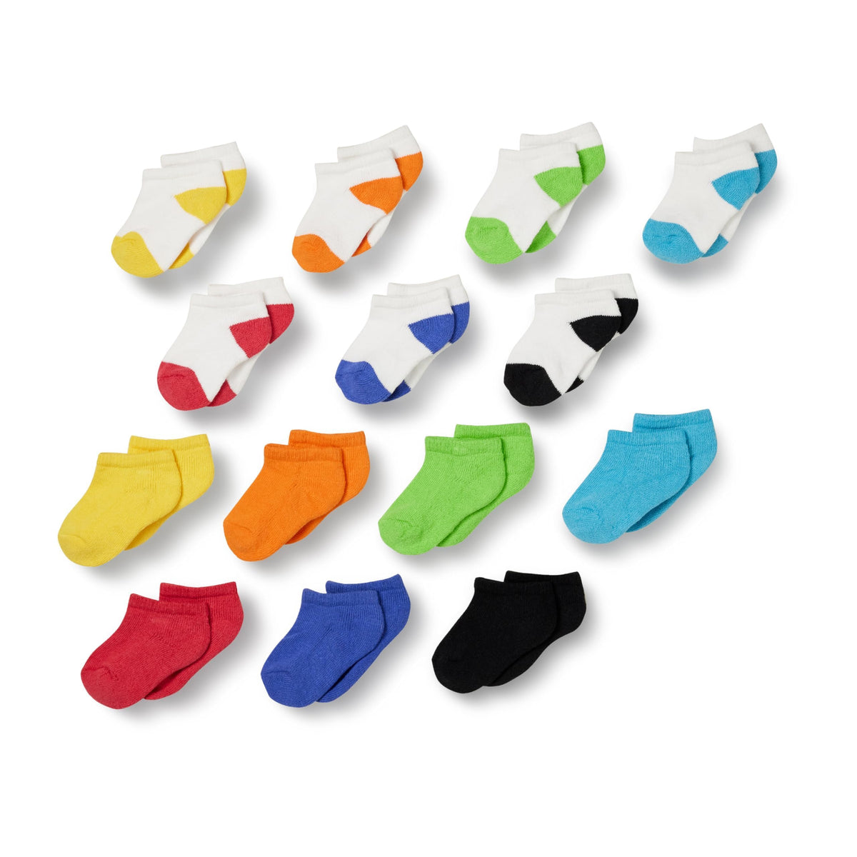 Amazon Essentials Unisex Kids and Toddlers' Cotton Low Cut Ankle Socks, 14 Pairs