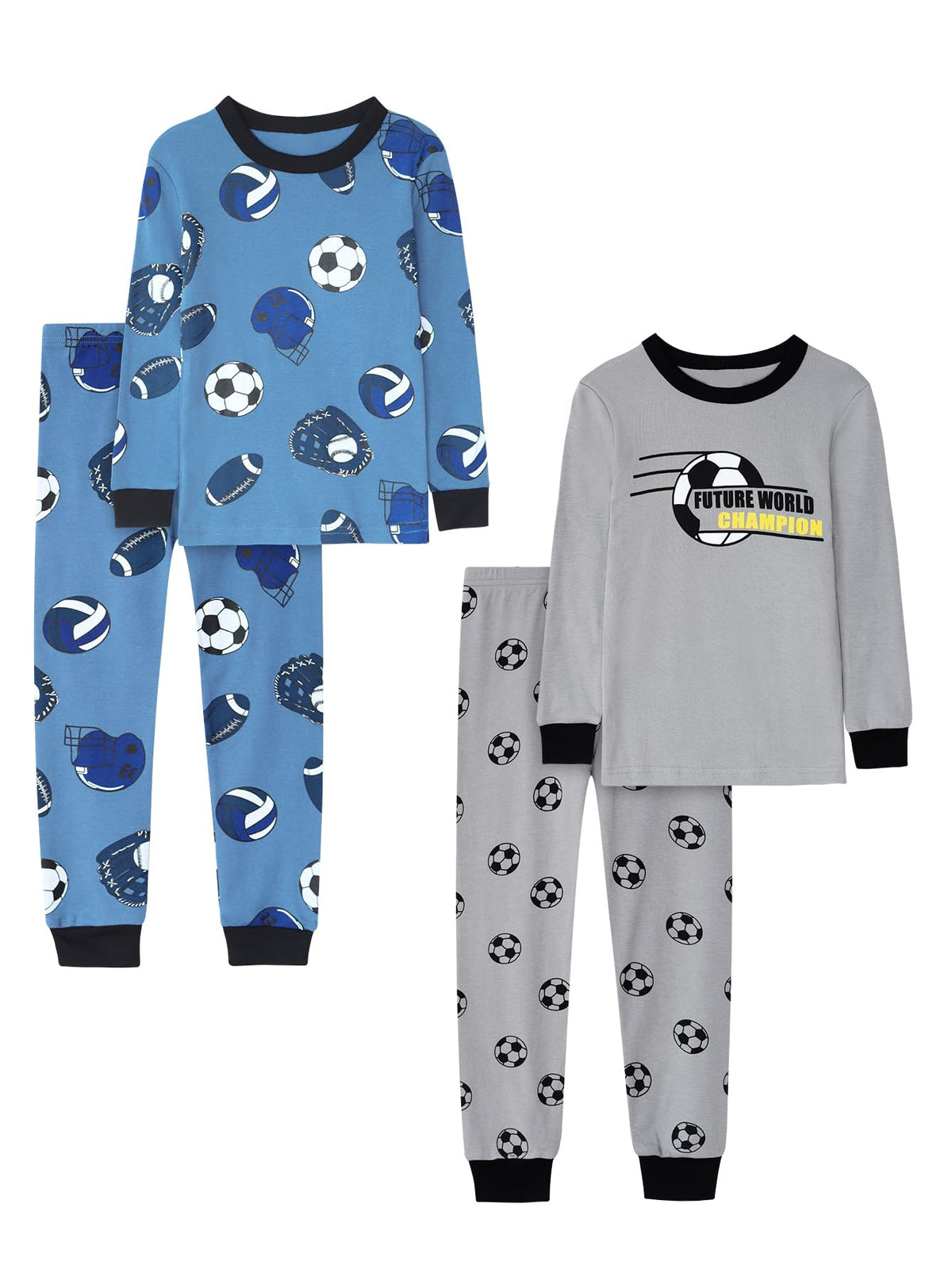 Boys 4-Piece Pajamas Cotton Christmas Halloween Pjs Set Kids Sleepwear