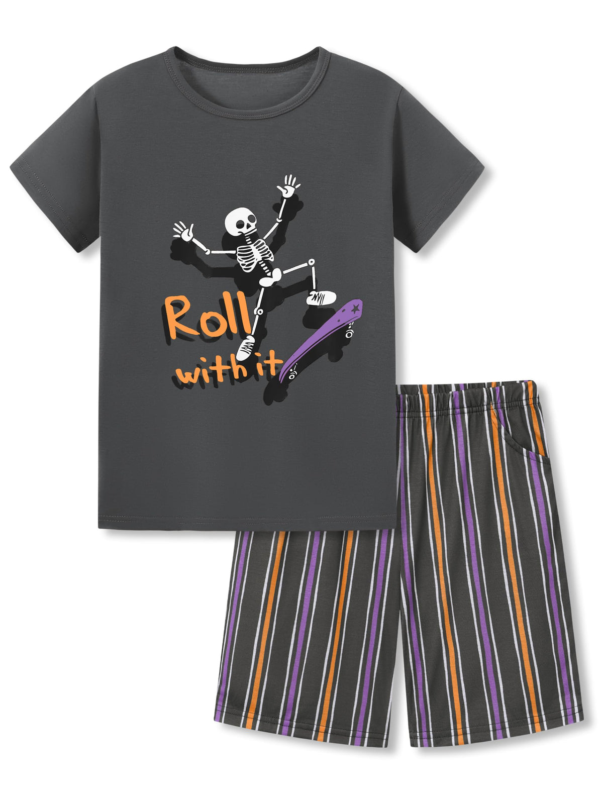 Beezizac Boys Pajamas Raglan Summer Cool Short Sleeve Set Size 6-18